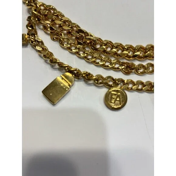 Vintage Elisabeth Arden Womens Red Door Charm Chain Belt Gold Tone 80's - Picture 7 of 8